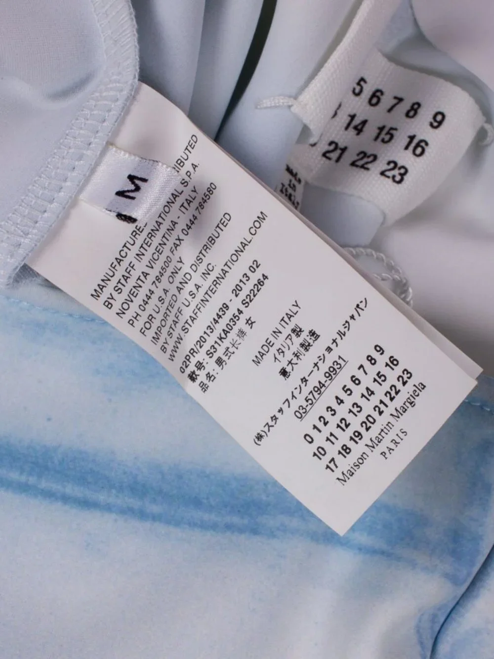 MAISON MARGIELA FW13 TROMPE L'OEIL WHITE BLUE JEANS PRINT LEGGINGS
